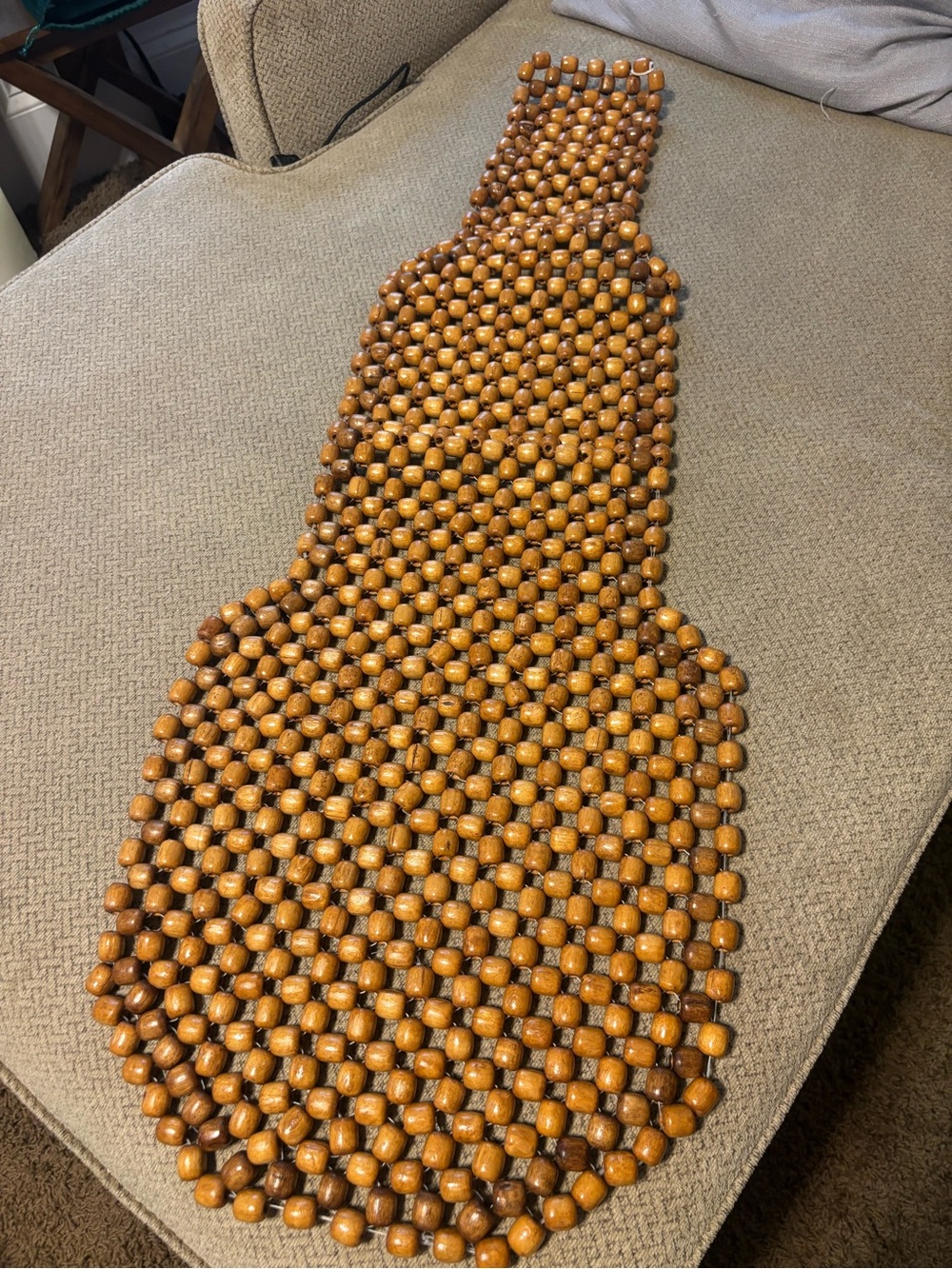 Natural Wooden Beaded Seat Cover - Tan/Brown vintage